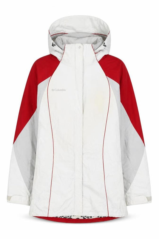 Front view of Columbia Women's White Red XL Waterproof Ski Jacket