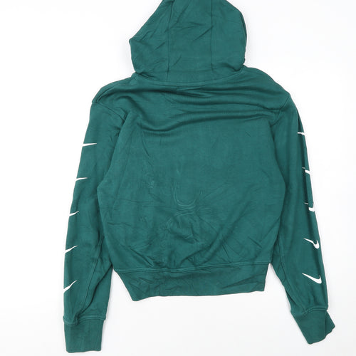 Nike Women's Green Pullover Hoodie Small Logo Print Long Sleeve