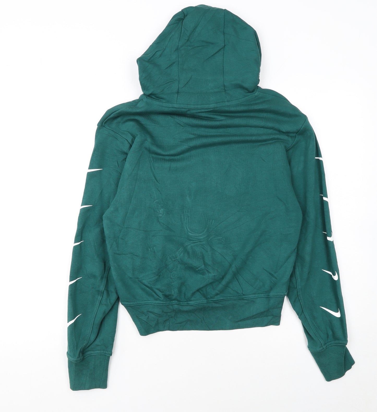 Nike Women's Green Pullover Hoodie Small Logo Print Long Sleeve