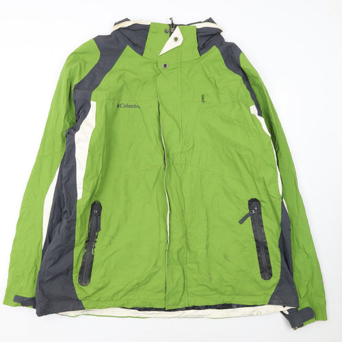 Columbia Men's Green 2XL Waterproof Hooded Outdoor Rain Jacket