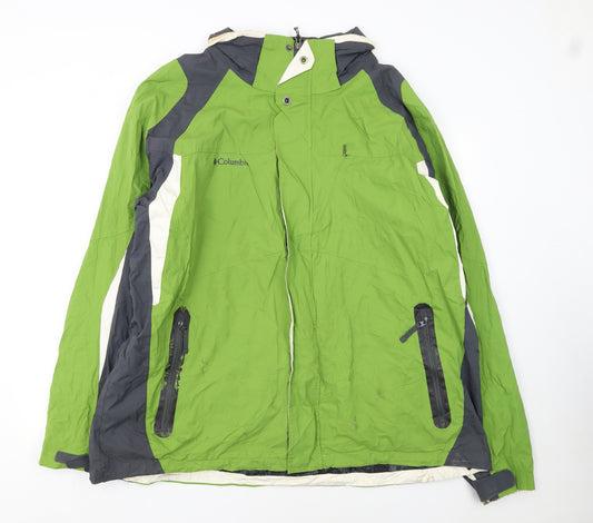 Columbia Men's Green 2XL Waterproof Hooded Outdoor Rain Jacket