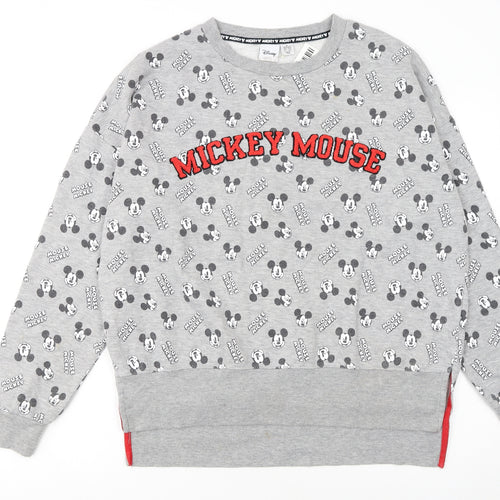 Disney Women’s Grey Mickey Mouse Graphic Pullover Sweatshirt M