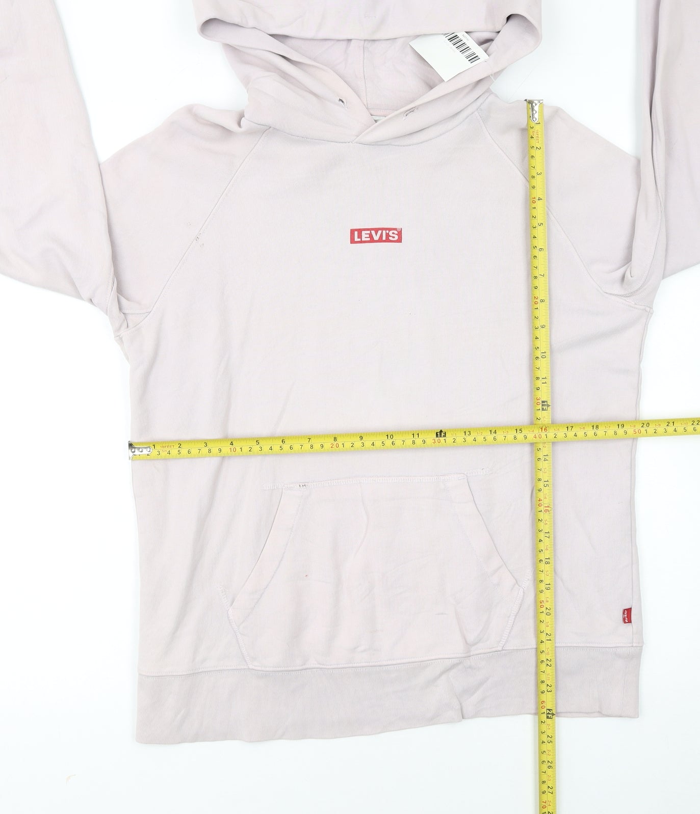 Levi's Women Beige Small Pullover Hoodie Logo Cotton Casual
