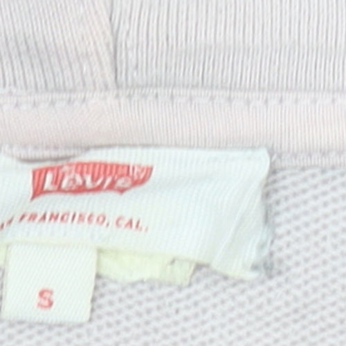Levi's Women Beige Small Pullover Hoodie Logo Cotton Casual