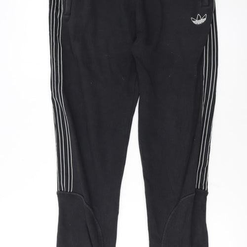 Adidas Men's Black Jogger Sweatpants M Regular Fit Striped Logo