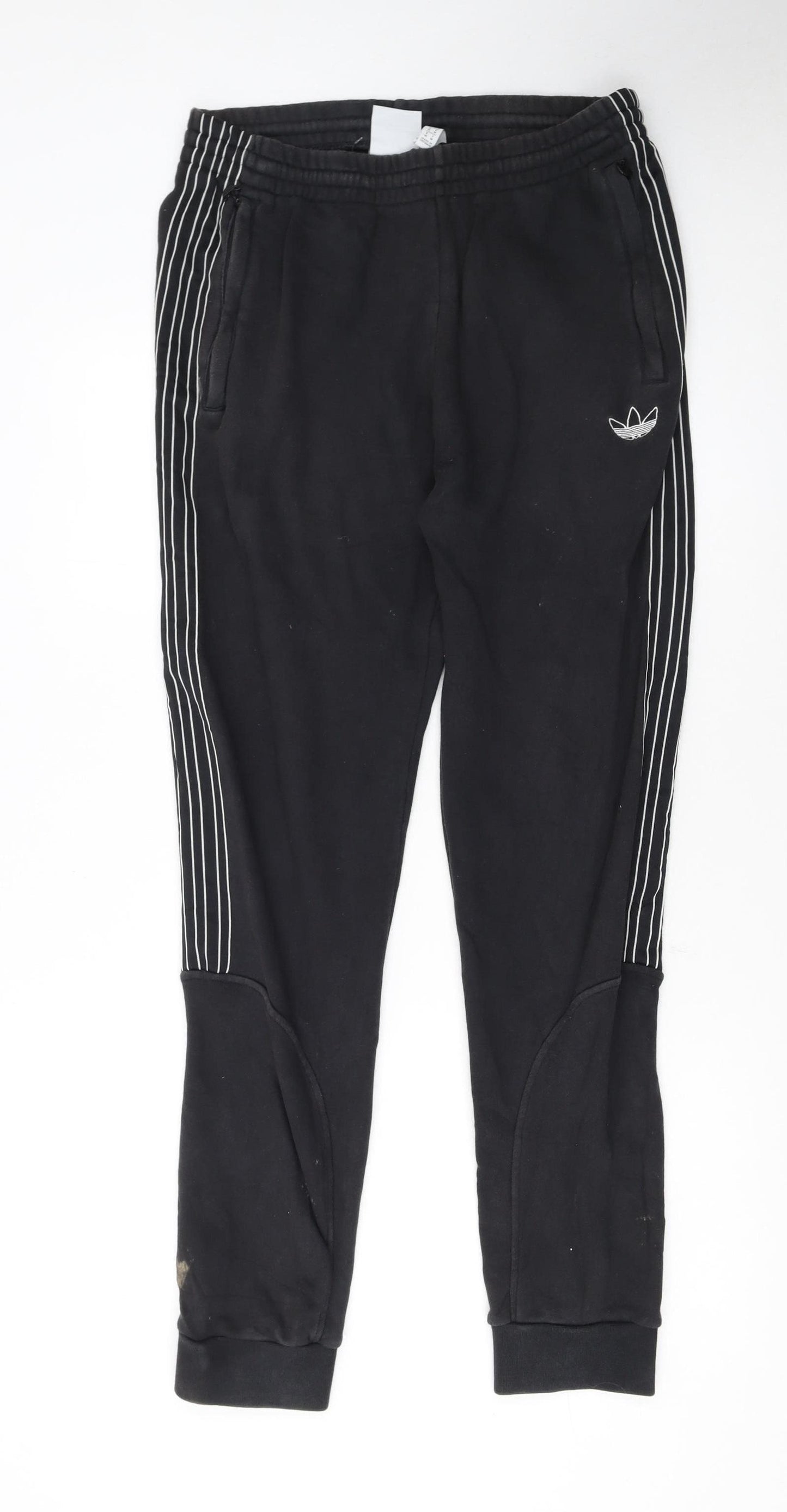 Adidas Men's Black Jogger Sweatpants M Regular Fit Striped Logo