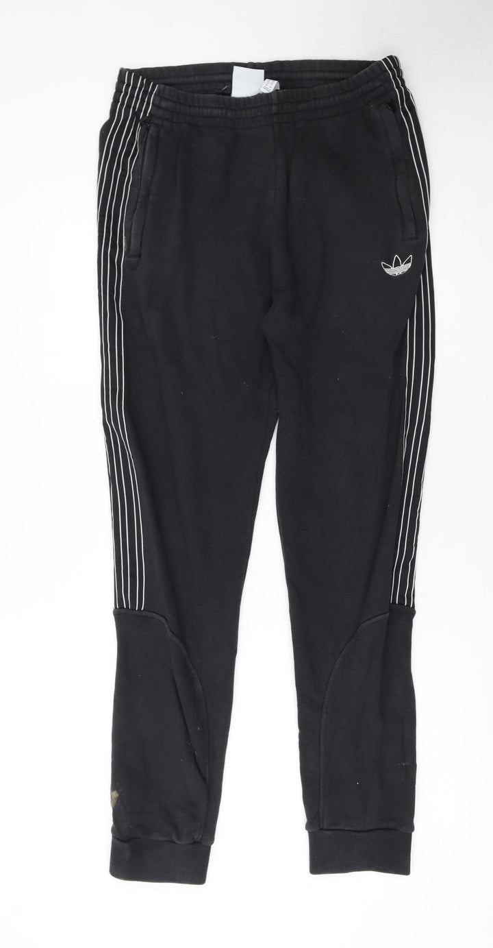 Adidas Men's Black Jogger Sweatpants M Regular Fit Striped Logo