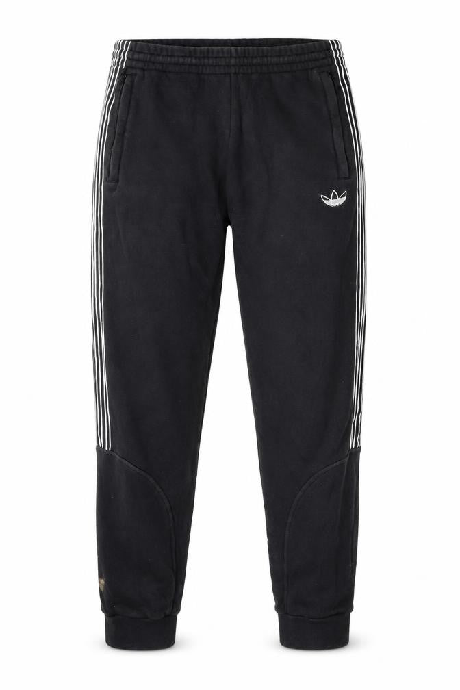 Front view of Adidas Men's Black Jogger Sweatpants M Regular Fit Striped Logo