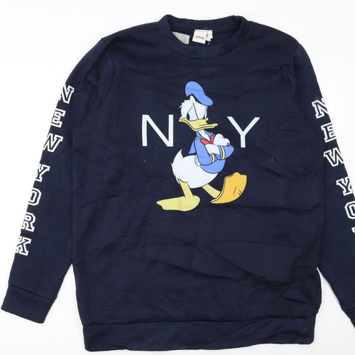 Disney Women Navy Donald Duck New York Pullover Sweatshirt L