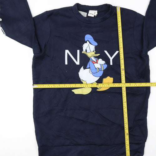 Disney Women Navy Donald Duck New York Pullover Sweatshirt L