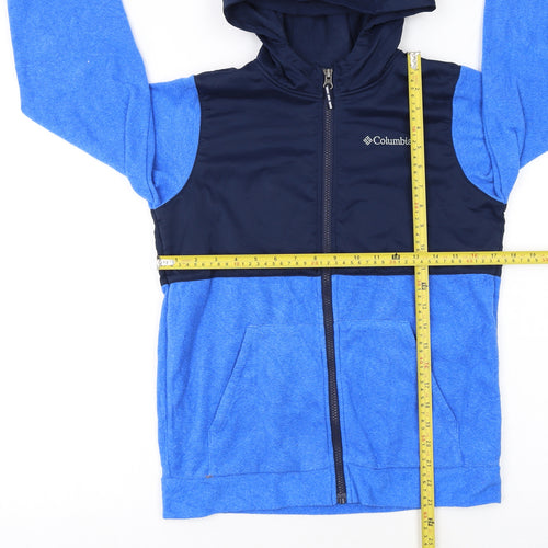 Columbia Boys Blue Colourblock Full Zip Hooded Fleece Jacket Size 14 Years