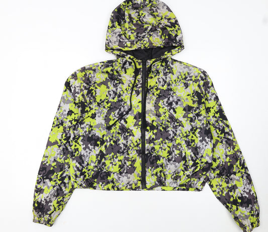 New Look Sport Womens Multicoloured Camo Hooded Windbreaker Jacket L
