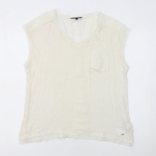 Tommy Hilfiger Women Ivory XL Sleeveless V-Neck Tank Top