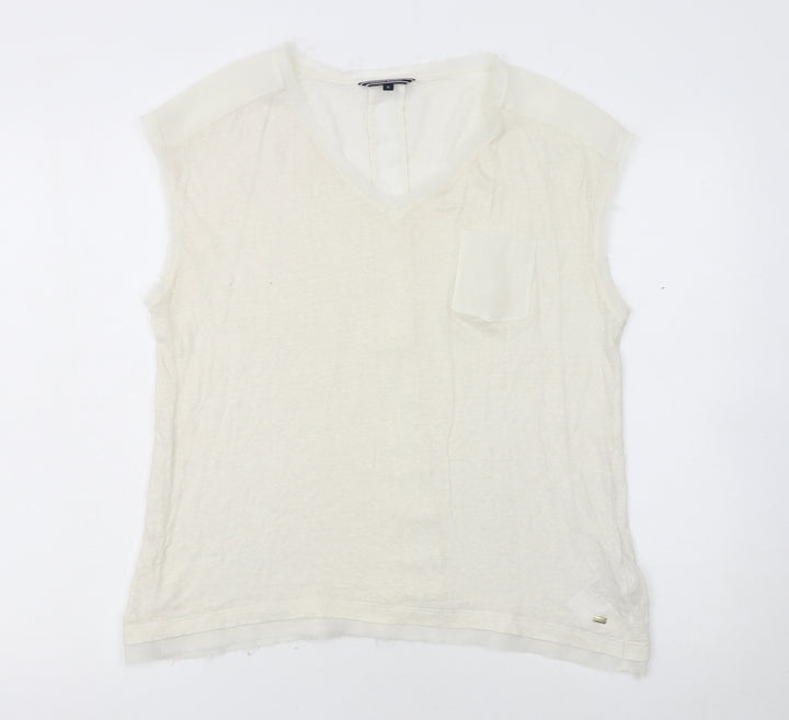 Tommy Hilfiger Women Ivory XL Sleeveless V-Neck Tank Top