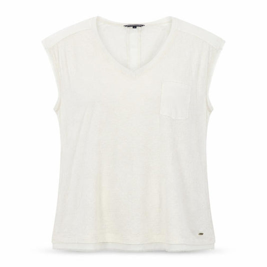 Front view of Tommy Hilfiger Women Ivory XL Sleeveless V-Neck Tank Top