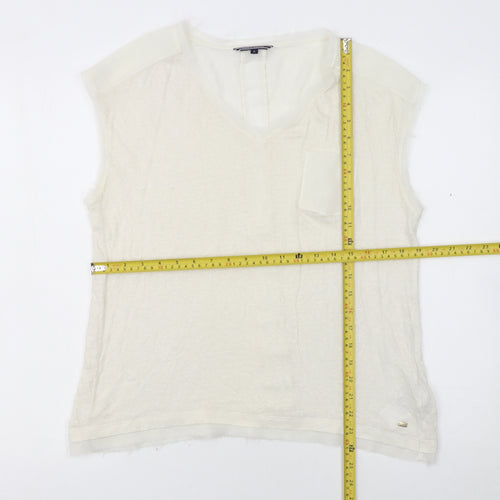 Tommy Hilfiger Women Ivory XL Sleeveless V-Neck Tank Top
