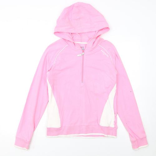 Reebok Womens Pink 1/2 Zip Hooded Sweatshirt Size 12