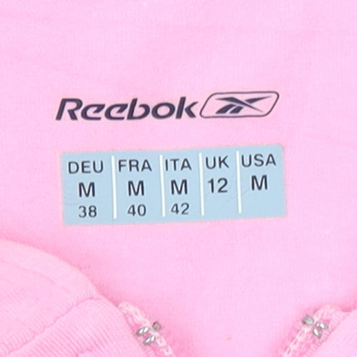 Reebok Womens Pink 1/2 Zip Hooded Sweatshirt Size 12
