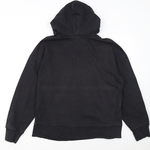 Adidas Women's Black 1/2 Zip Hoodie Size 8 Embroidered Logo Cotton Blend