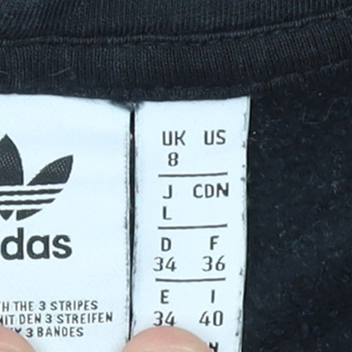 Adidas Women's Black 1/2 Zip Hoodie Size 8 Embroidered Logo Cotton Blend