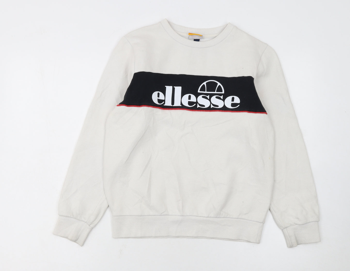 Ellesse Boys White Pullover Sweatshirt 12-13 Years Regular Fit Logo Print