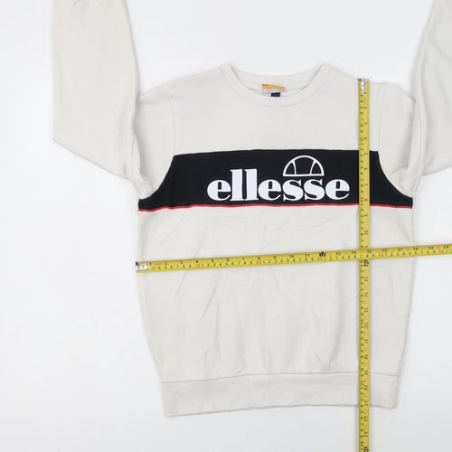 Ellesse Boys White Pullover Sweatshirt 12-13 Years Regular Fit Logo Print