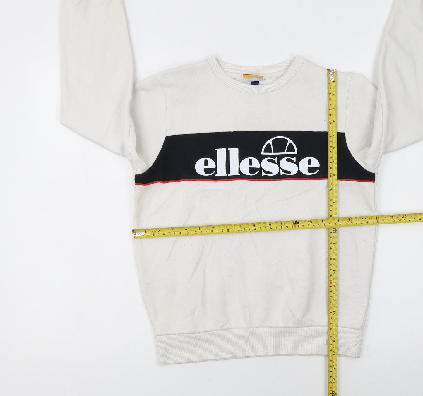 Ellesse Boys White Pullover Sweatshirt 12-13 Years Regular Fit Logo Print