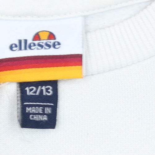 Ellesse Boys White Pullover Sweatshirt 12-13 Years Regular Fit Logo Print