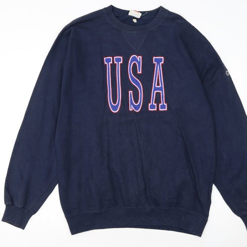 Champion USA Navy Blue Women's Large Pullover Sweatshirt