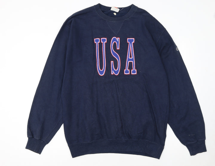 Champion USA Navy Blue Women's Large Pullover Sweatshirt
