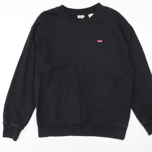 Levi’s Men’s Black Cotton Pullover Sweatshirt S Crew Neck Logo