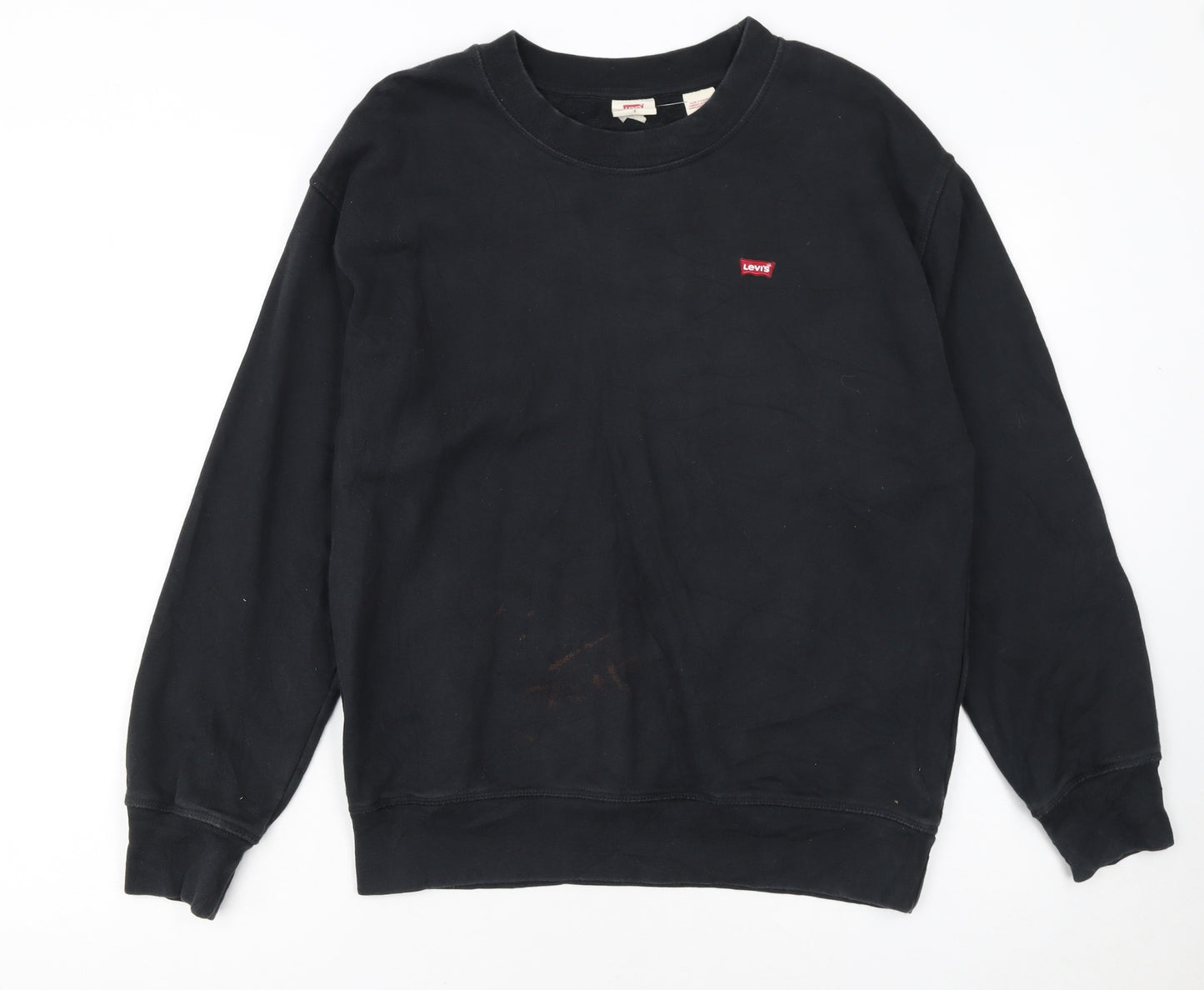 Levi’s Men’s Black Cotton Pullover Sweatshirt S Crew Neck Logo