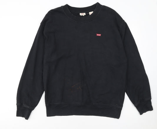 Levi’s Men’s Black Cotton Pullover Sweatshirt S Crew Neck Logo