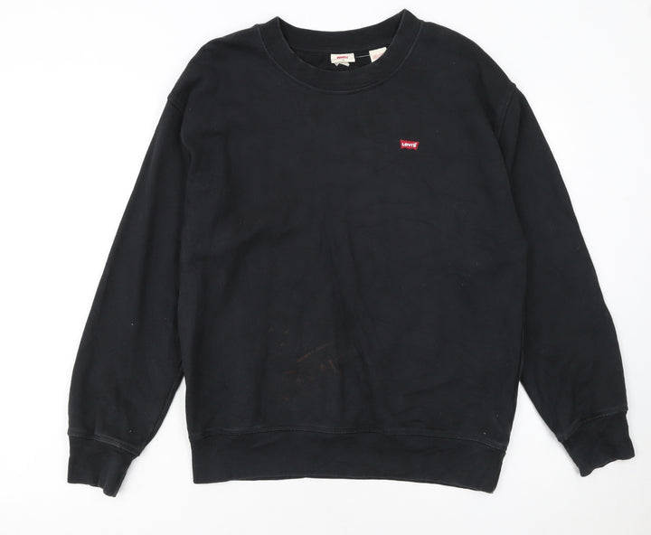 Levi’s Men’s Black Cotton Pullover Sweatshirt S Crew Neck Logo