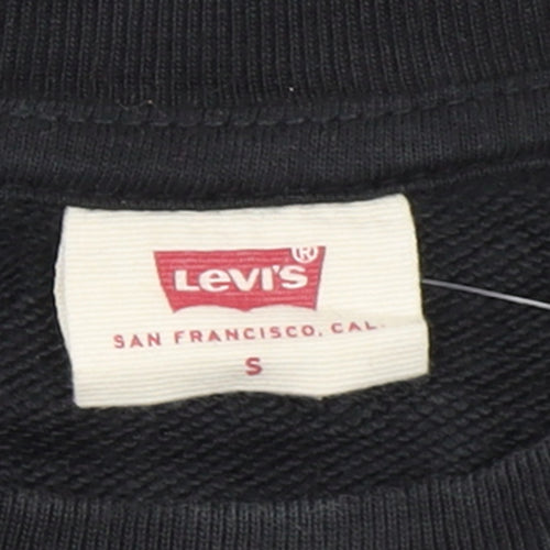 Levi’s Men’s Black Cotton Pullover Sweatshirt S Crew Neck Logo