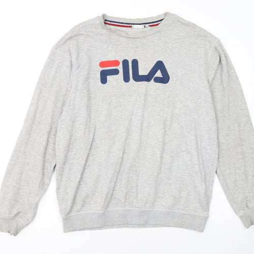 FILA Men's Grey Crew Neck Logo Sweatshirt Size M