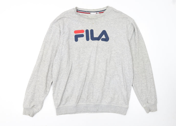 FILA Men's Grey Crew Neck Logo Sweatshirt Size M