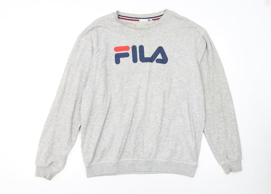 FILA Men's Grey Crew Neck Logo Sweatshirt Size M