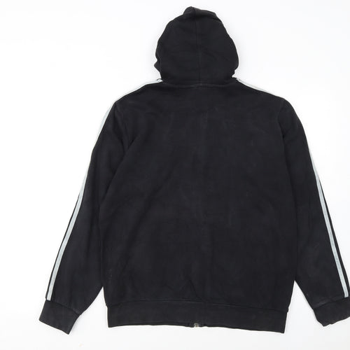 Adidas Boys Black Full Zip Hoodie 13-14 Years Regular Fit Cotton Blend