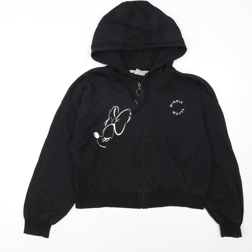 Disney Minnie Mouse Black Full Zip Hoodie Womens M 12/14