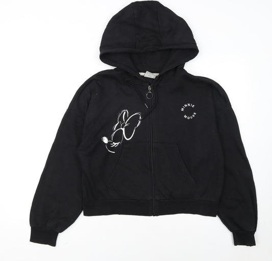 Disney Minnie Mouse Black Full Zip Hoodie Womens M 12/14