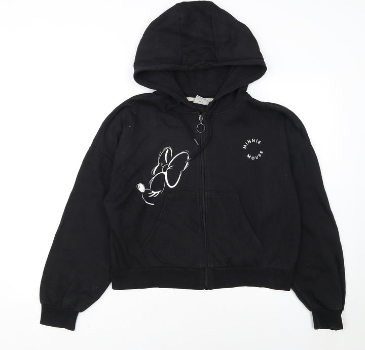 Disney Minnie Mouse Black Full Zip Hoodie Womens M 12/14