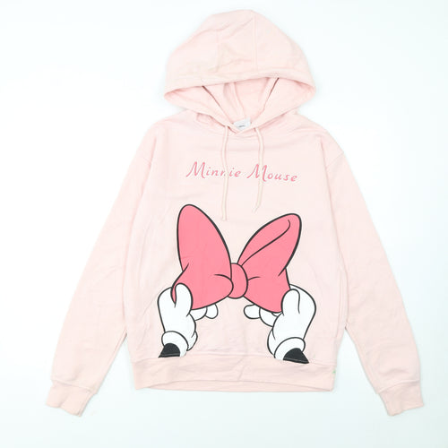 Disney Womens Minnie Mouse Pink Pullover Hoodie 2XS