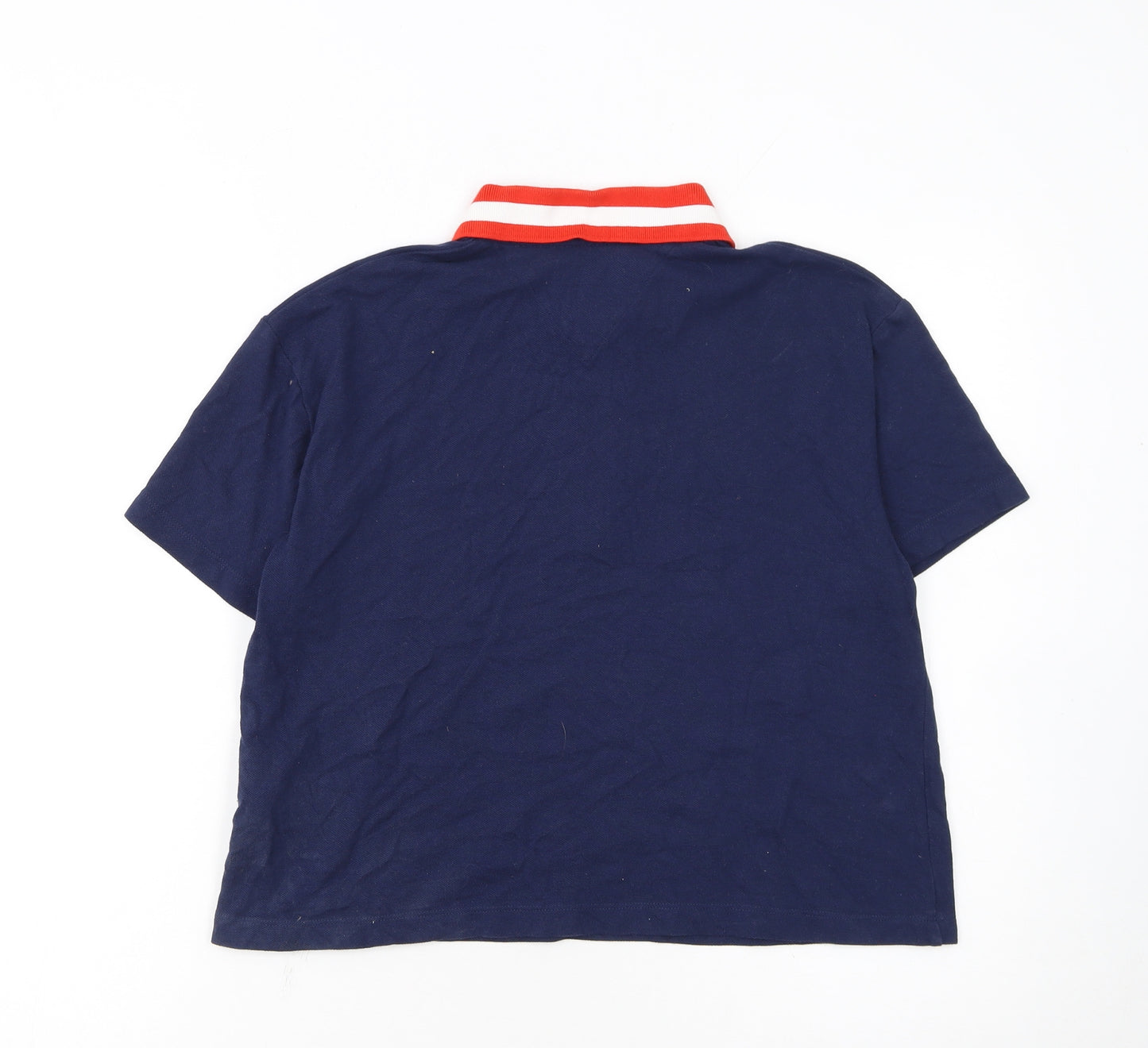 Tommy Jeans Women's Navy Polo Top S Half Zip Cotton Classic Style
