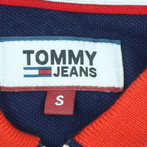 Tommy Jeans Women's Navy Polo Top S Half Zip Cotton Classic Style