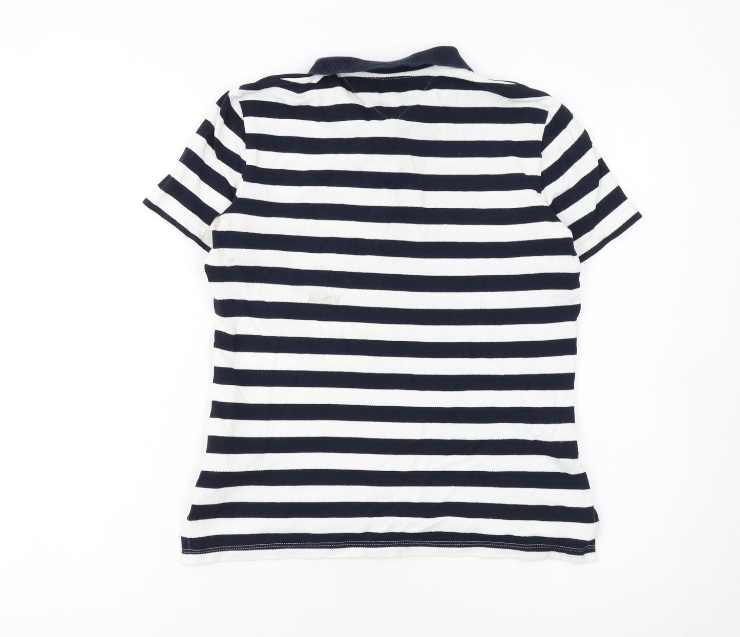 Tommy Hilfiger Women's XS Navy White Striped Cotton Polo Shirt
