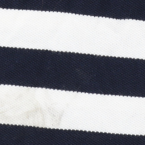 Tommy Hilfiger Women's XS Navy White Striped Cotton Polo Shirt