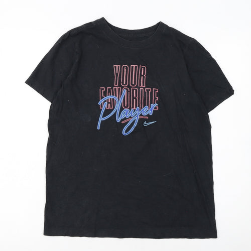 Nike Boys Black XL Graphic T-Shirt Crew Neck Short Sleeve Sports Tee