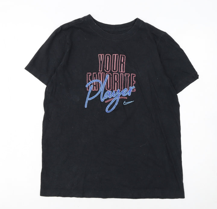 Nike Boys Black XL Graphic T-Shirt Crew Neck Short Sleeve Sports Tee