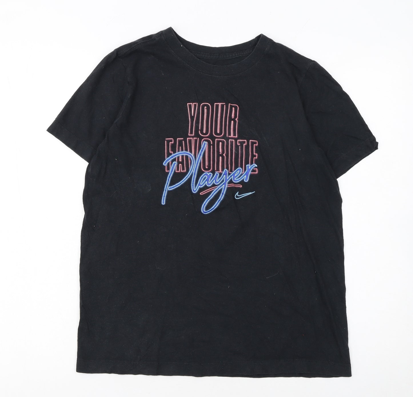Nike Boys Black XL Graphic T-Shirt Crew Neck Short Sleeve Sports Tee